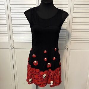 Too Fast Black and Orange Red Skull Dress